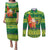 Cook Islands Christmas Couples Matching Puletasi and Long Sleeve Button Shirt Surfing Santa Mere Kiritimiti - Polynesian Pride