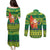 Cook Islands Christmas Couples Matching Puletasi and Long Sleeve Button Shirt Surfing Santa Mere Kiritimiti - Polynesian Pride