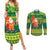 Cook Islands Christmas Couples Matching Summer Maxi Dress and Long Sleeve Button Shirt Surfing Santa Mere Kiritimiti - Polynesian Pride