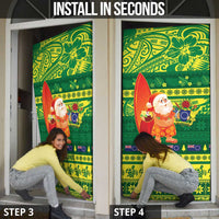 Cook Islands Christmas Door Cover Surfing Santa Mere Kiritimiti - Polynesian Pride