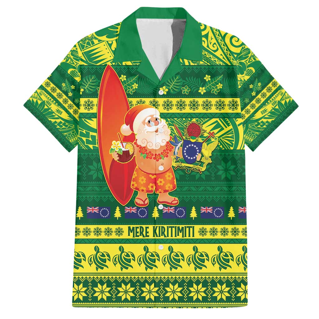 Cook Islands Christmas Family Matching Off Shoulder Maxi Dress and Hawaiian Shirt Surfing Santa Mere Kiritimiti - Polynesian Pride