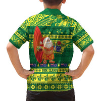 Cook Islands Christmas Family Matching Puletasi and Hawaiian Shirt Surfing Santa Mere Kiritimiti - Polynesian Pride