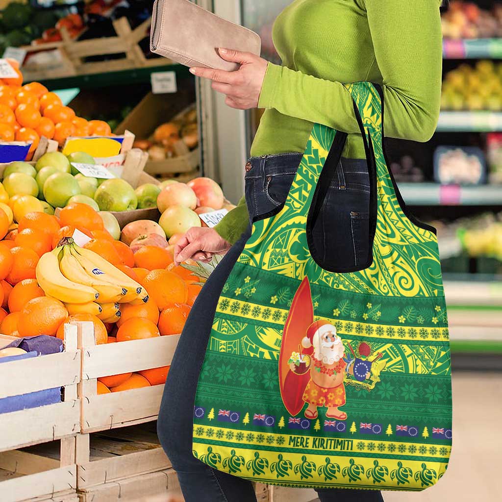 Cook Islands Christmas Grocery Bag Surfing Santa Mere Kiritimiti - Polynesian Pride
