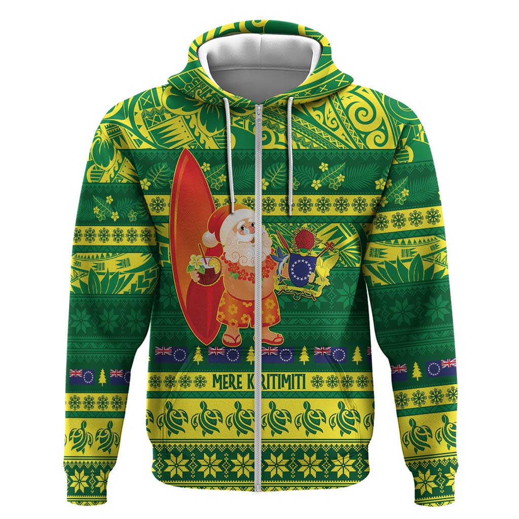 Cook Islands Christmas Hoodie Surfing Santa Mere Kiritimiti - Polynesian Pride