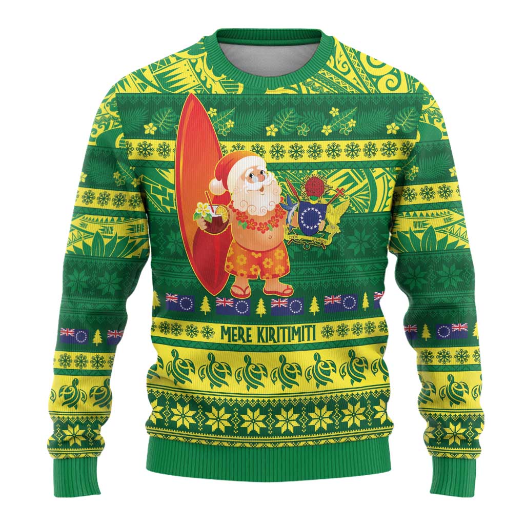 Cook Islands Christmas Ugly Christmas Sweater Surfing Santa Mere Kiritimiti - Polynesian Pride