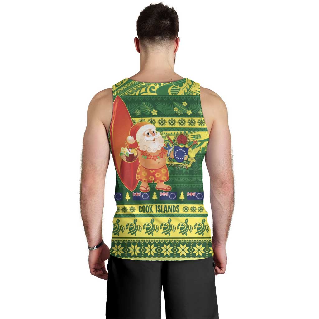 Cook Islands Christmas Men Tank Top Surfing Santa Mere Kiritimiti - Polynesian Pride