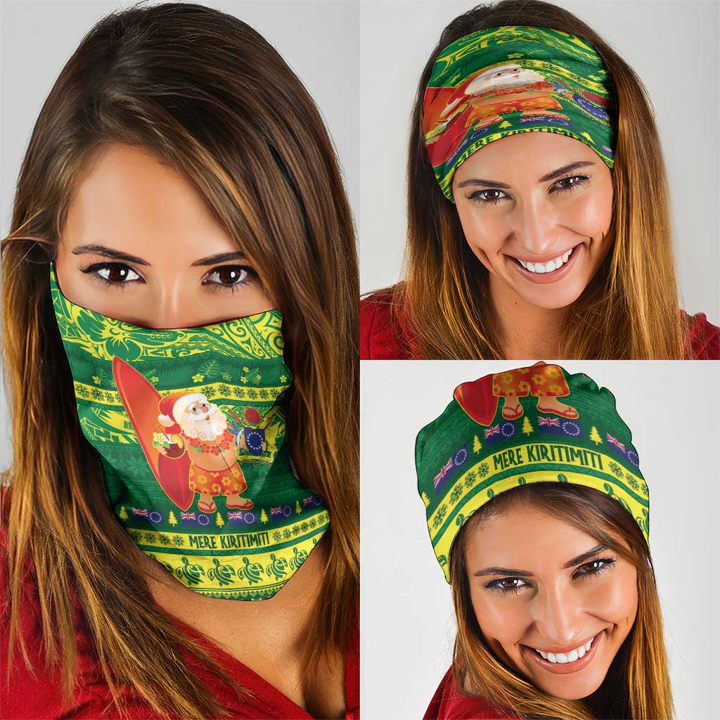 Cook Islands Christmas Neck Gaiter Surfing Santa Mere Kiritimiti - Polynesian Pride