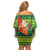 Cook Islands Christmas Off Shoulder Short Dress Surfing Santa Mere Kiritimiti - Polynesian Pride