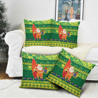 Cook Islands Christmas Pillow Cover Surfing Santa Mere Kiritimiti - Polynesian Pride