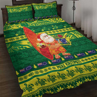 Cook Islands Christmas Quilt Bed Set Surfing Santa Mere Kiritimiti - Polynesian Pride