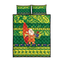 Cook Islands Christmas Quilt Bed Set Surfing Santa Mere Kiritimiti - Polynesian Pride