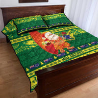 Cook Islands Christmas Quilt Bed Set Surfing Santa Mere Kiritimiti - Polynesian Pride