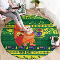 Cook Islands Christmas Round Carpet Surfing Santa Mere Kiritimiti - Polynesian Pride