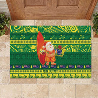 Cook Islands Christmas Rubber Doormat Surfing Santa Mere Kiritimiti - Polynesian Pride