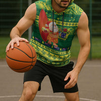 Cook Islands Christmas Sleeveless Hoodie Surfing Santa Mere Kiritimiti - Polynesian Pride