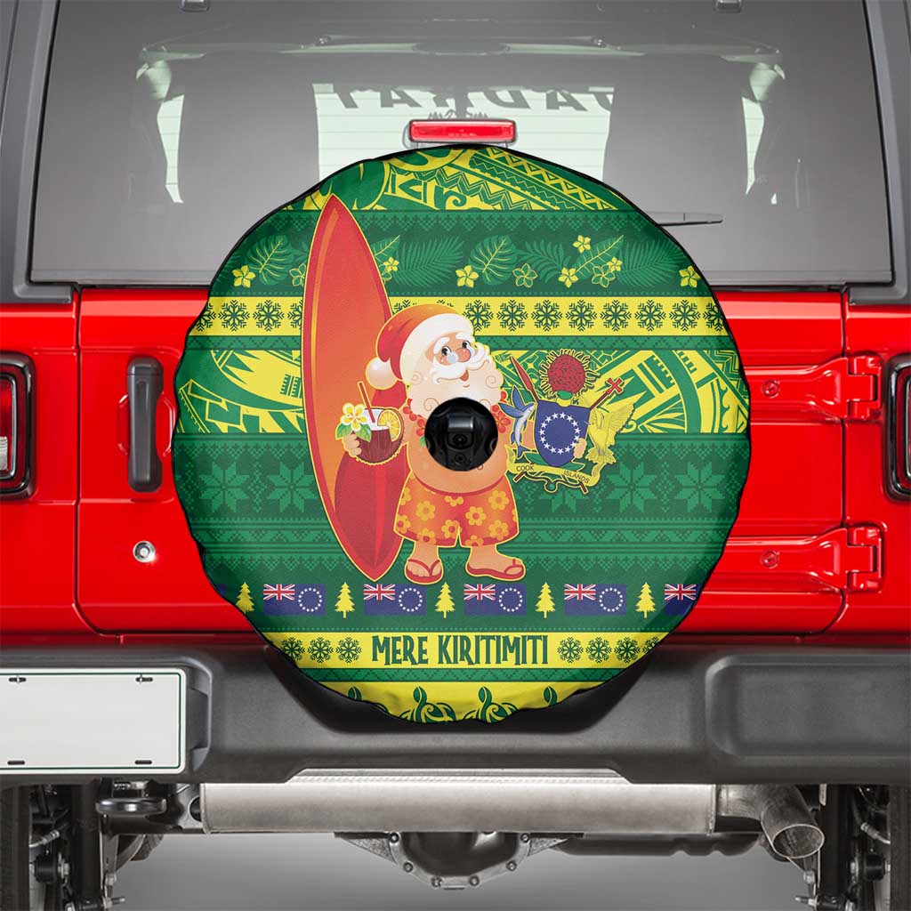 Cook Islands Christmas Spare Tire Cover Surfing Santa Mere Kiritimiti - Polynesian Pride