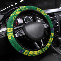 Cook Islands Christmas Steering Wheel Cover Surfing Santa Mere Kiritimiti - Polynesian Pride