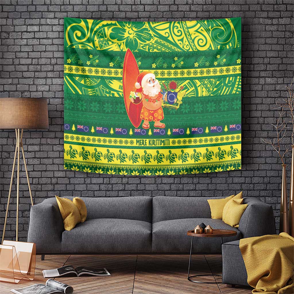 Cook Islands Christmas Tapestry Surfing Santa Mere Kiritimiti - Polynesian Pride