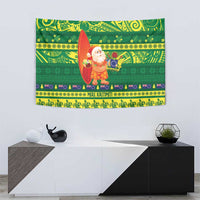 Cook Islands Christmas Tapestry Surfing Santa Mere Kiritimiti - Polynesian Pride