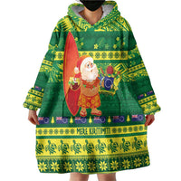 Cook Islands Christmas Wearable Blanket Hoodie Surfing Santa Mere Kiritimiti - Polynesian Pride