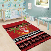 French Polynesia Christmas Area Rug Tiare Chilling Santa Oaoa I teie Noera - Polynesian Pride