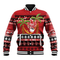 French Polynesia Christmas Baseball Jacket Tiare Chilling Santa Oaoa I teie Noera - Polynesian Pride