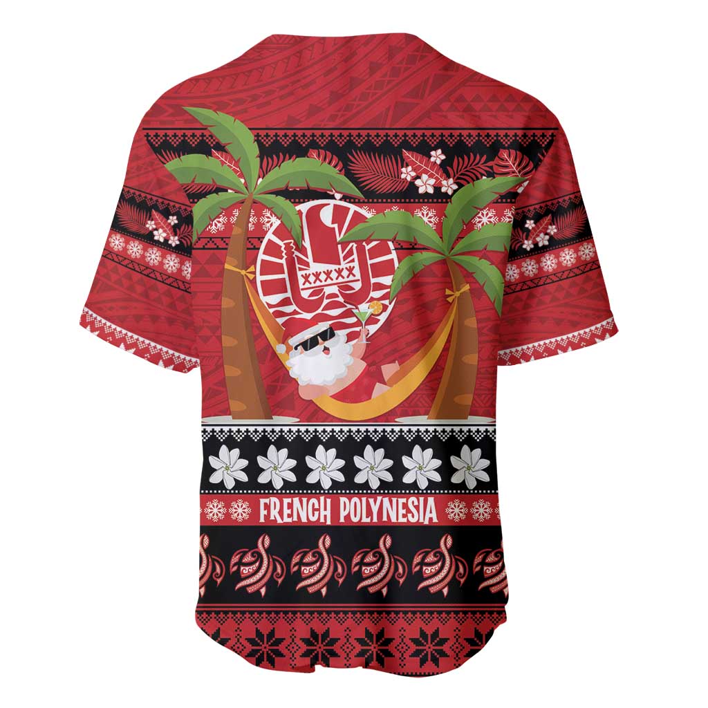 French Polynesia Christmas Baseball Jersey Tiare Chilling Santa Oaoa I teie Noera - Polynesian Pride