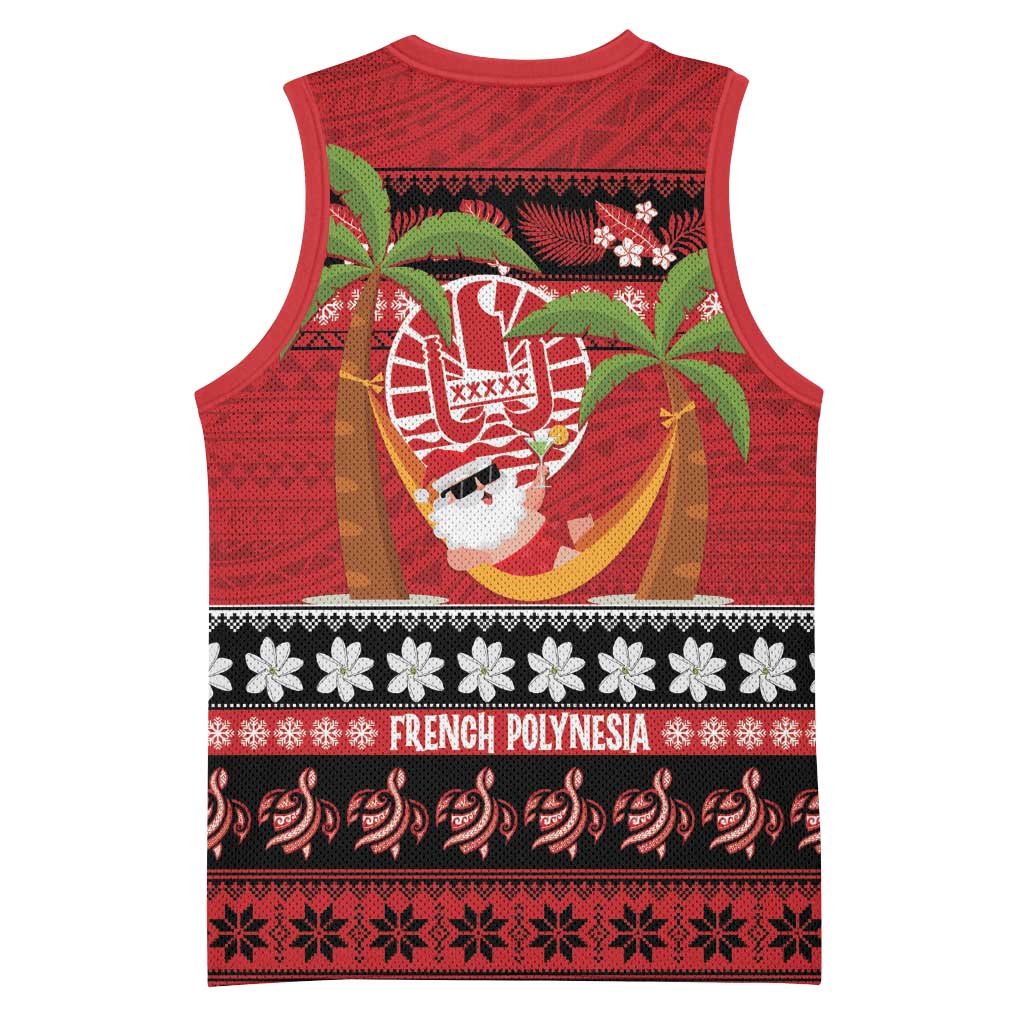 French Polynesia Christmas Basketball Jersey Tiare Chilling Santa Oaoa I teie Noera - Polynesian Pride