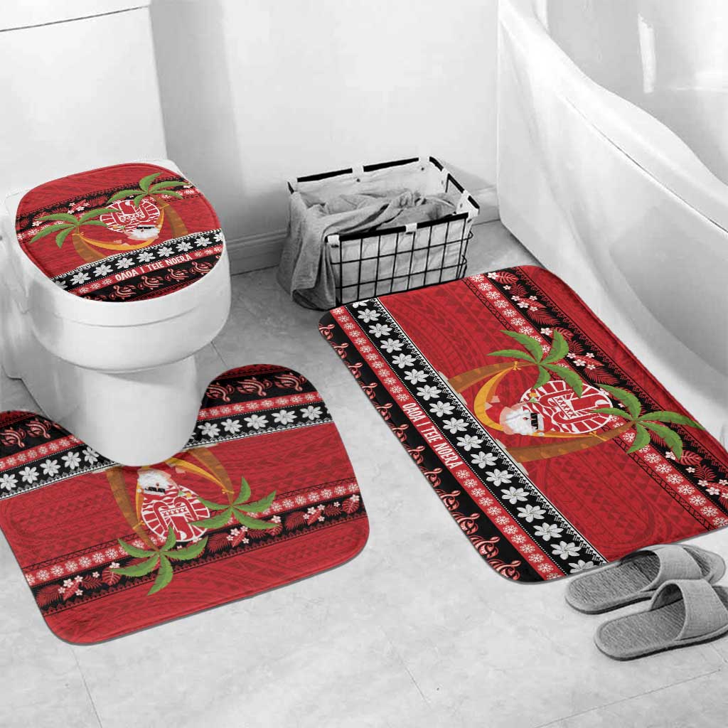 French Polynesia Christmas Bathroom Set Tiare Chilling Santa Oaoa I teie Noera - Polynesian Pride