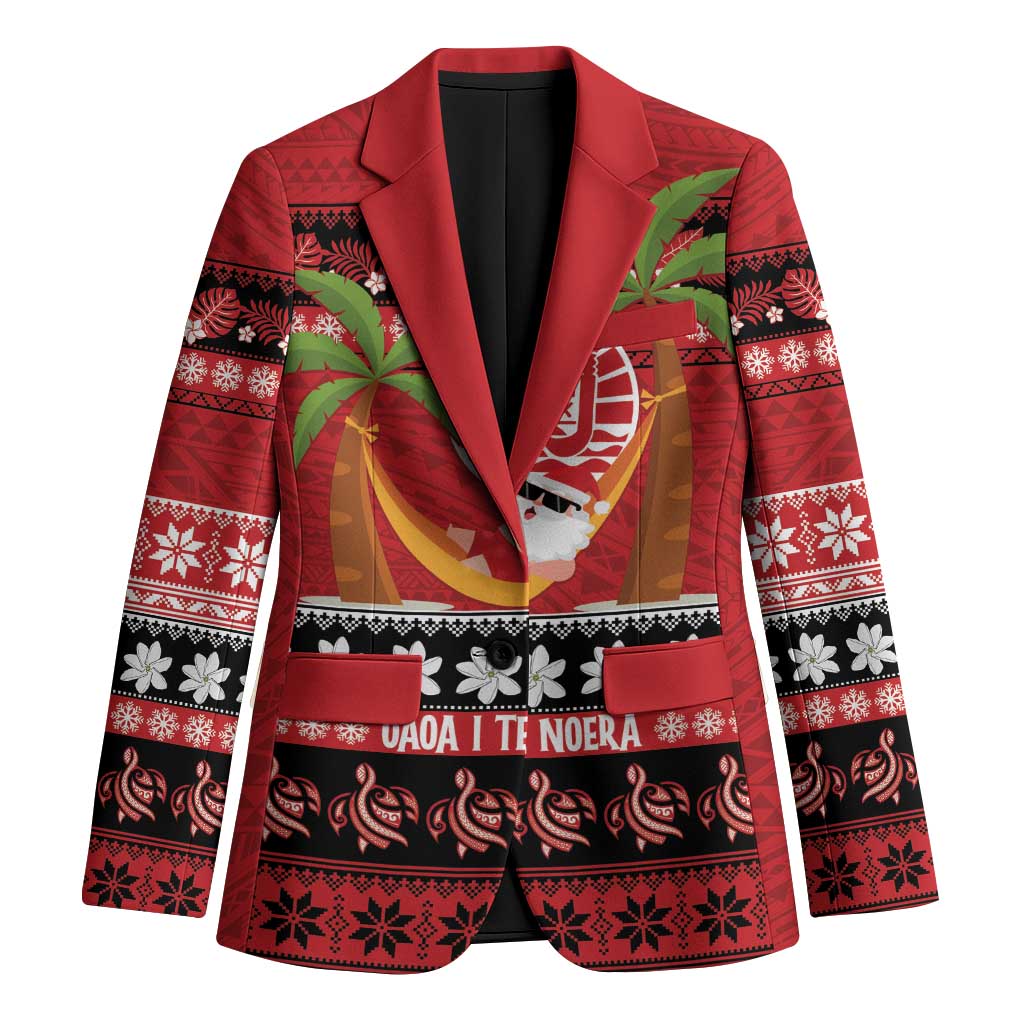 French Polynesia Christmas Blazer Tiare Chilling Santa Oaoa I teie Noera - Polynesian Pride