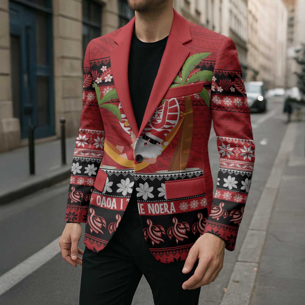 French Polynesia Christmas Blazer Tiare Chilling Santa Oaoa I teie Noera - Polynesian Pride