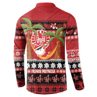 French Polynesia Christmas Button Sweatshirt Tiare Chilling Santa Oaoa I teie Noera - Polynesian Pride