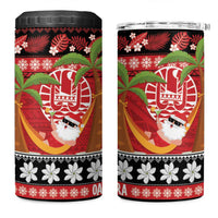 French Polynesia Christmas 4 in 1 Can Cooler Tumbler Tiare Chilling Santa Oaoa I teie Noera - Polynesian Pride