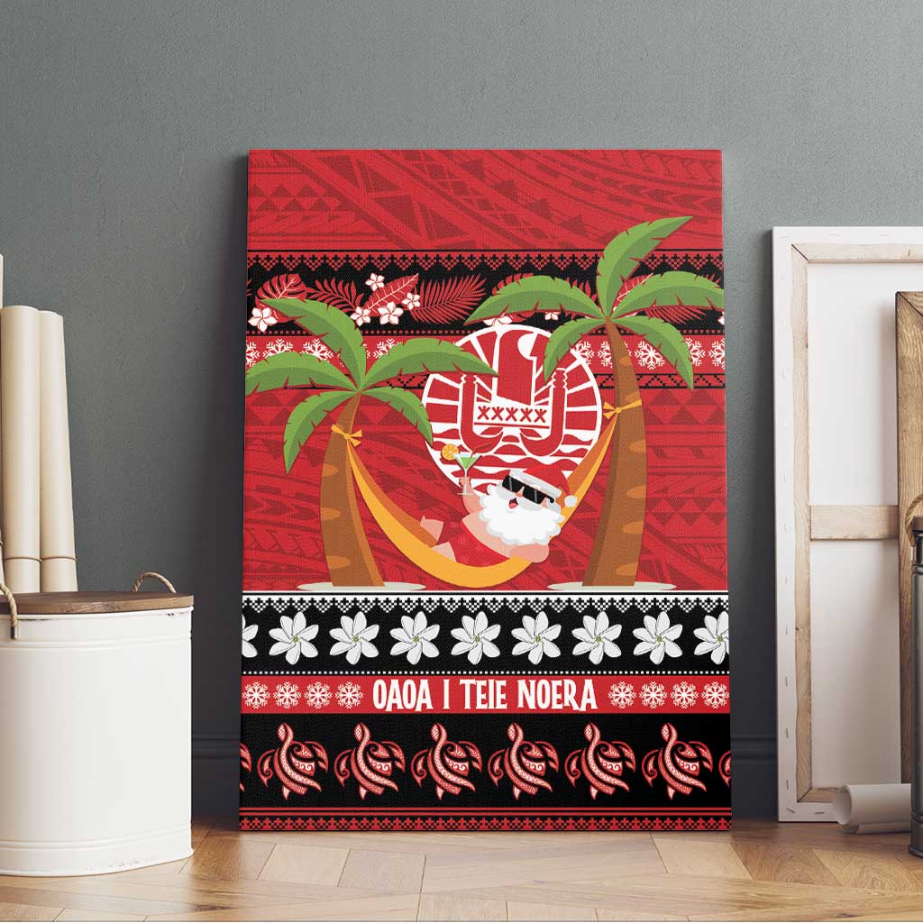 French Polynesia Christmas Canvas Wall Art Tiare Chilling Santa Oaoa I teie Noera - Polynesian Pride
