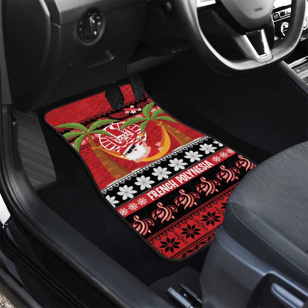 French Polynesia Christmas Car Mats Tiare Chilling Santa Oaoa I teie Noera - Polynesian Pride