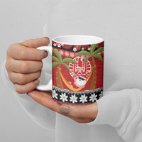 French Polynesia Christmas Ceramic Mug Tiare Chilling Santa Oaoa I teie Noera - Polynesian Pride