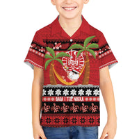 French Polynesia Christmas Family Matching Off The Shoulder Long Sleeve Dress and Hawaiian Shirt Tiare Chilling Santa Oaoa I teie Noera - Polynesian Pride