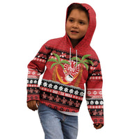 French Polynesia Christmas Kid Hoodie Tiare Chilling Santa Oaoa I teie Noera - Polynesian Pride