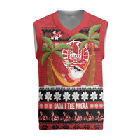 French Polynesia Christmas Knitted V-Neck Vest Tiare Chilling Santa Oaoa I teie Noera - Polynesian Pride