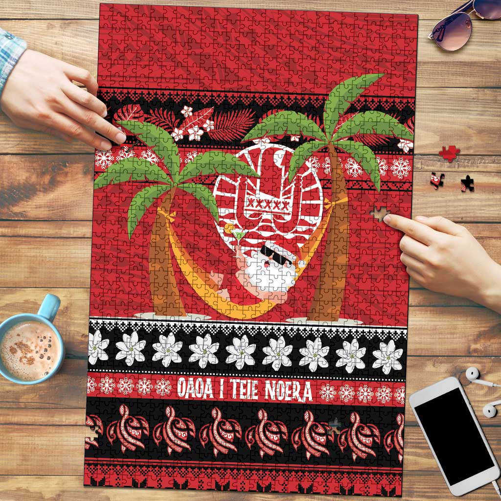 French Polynesia Christmas Puzzle Tiare Chilling Santa Oaoa I teie Noera - Polynesian Pride