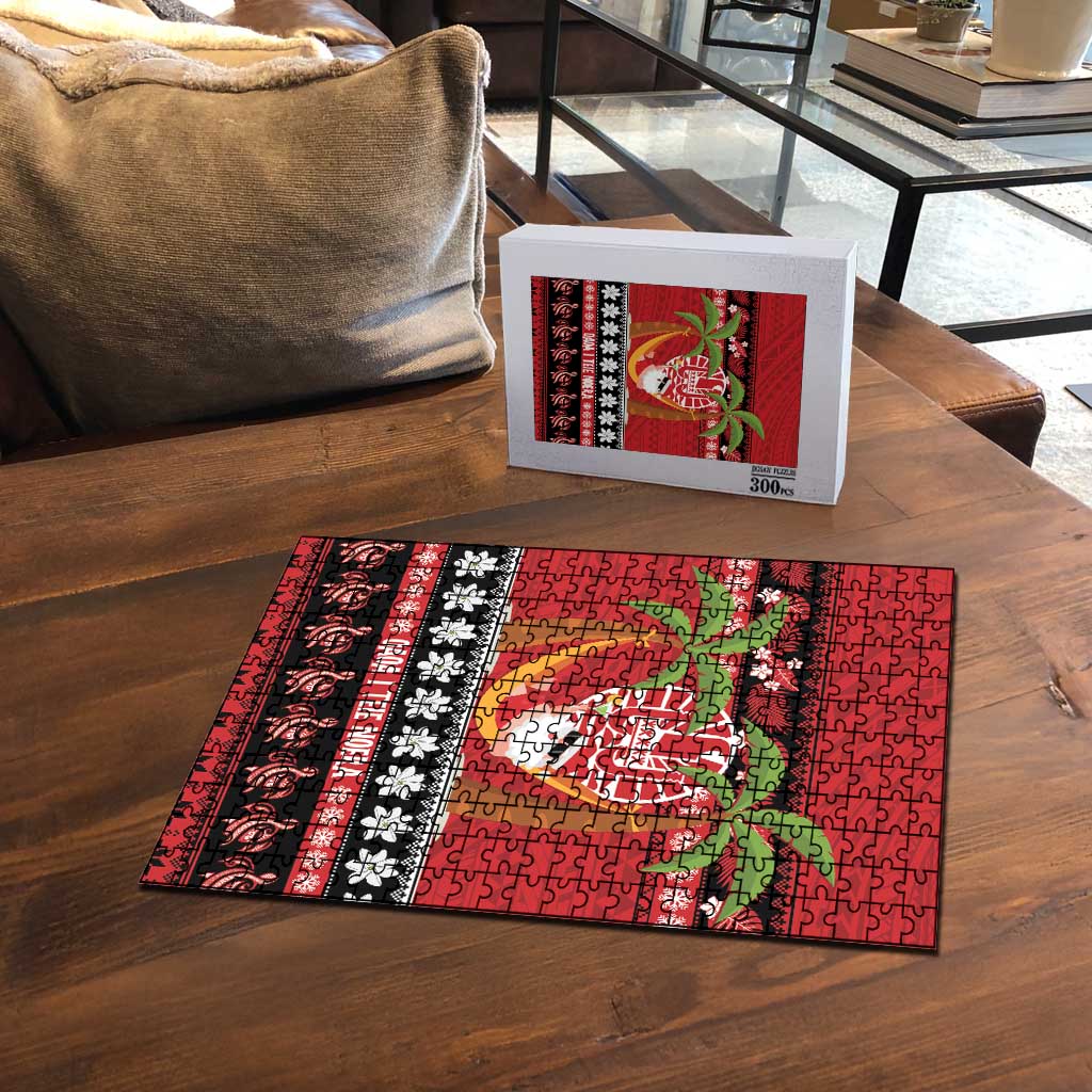 French Polynesia Christmas Puzzle Tiare Chilling Santa Oaoa I teie Noera - Polynesian Pride