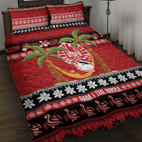 French Polynesia Christmas Quilt Bed Set Tiare Chilling Santa Oaoa I teie Noera - Polynesian Pride
