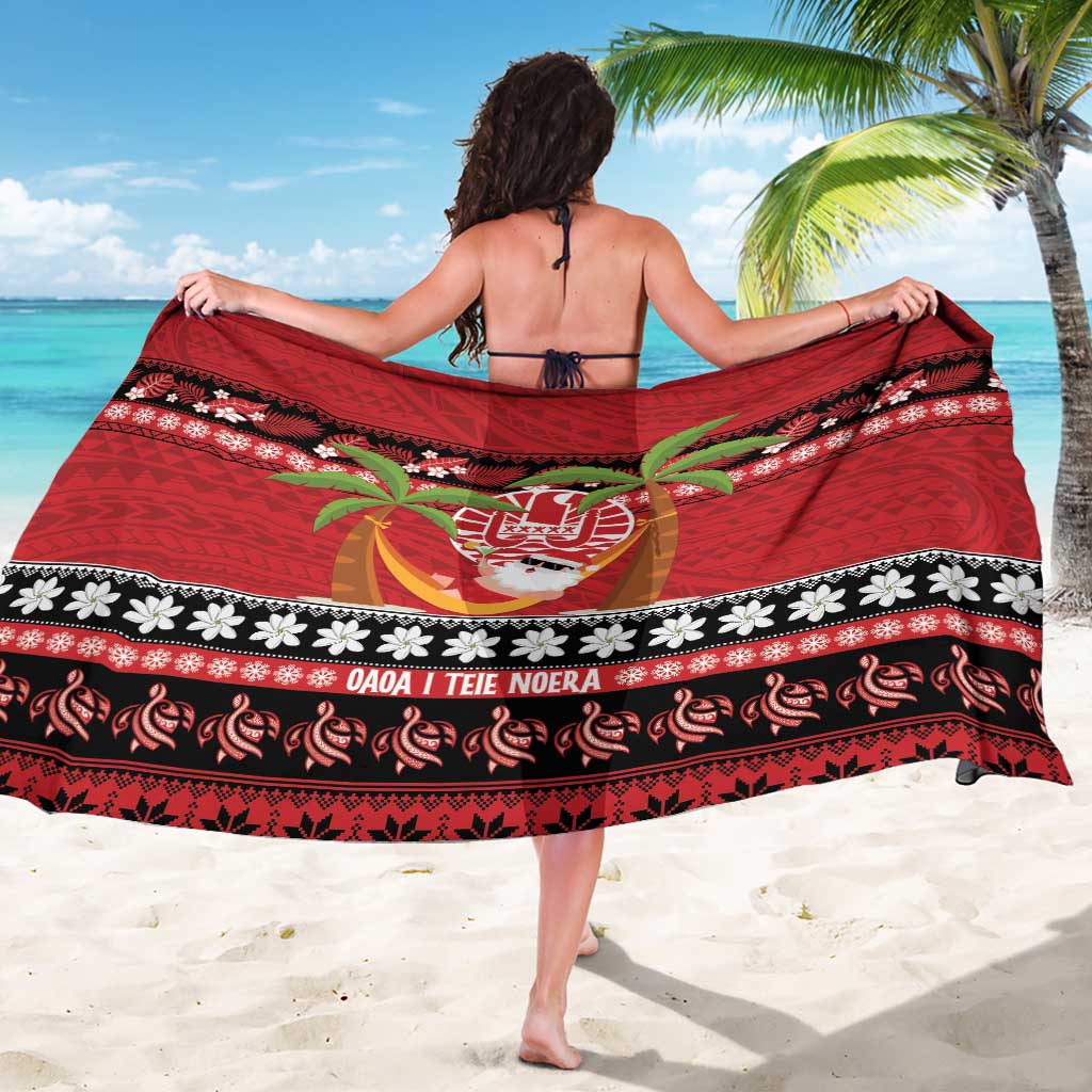 French Polynesia Christmas Sarong Tiare Chilling Santa Oaoa I teie Noera - Polynesian Pride