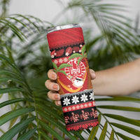 French Polynesia Christmas Skinny Tumbler Tiare Chilling Santa Oaoa I teie Noera - Polynesian Pride