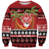 French Polynesia Christmas Sweatshirt Tiare Chilling Santa Oaoa I teie Noera - Polynesian Pride