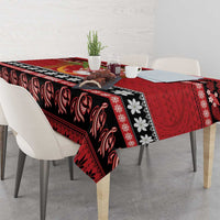 French Polynesia Christmas Tablecloth Tiare Chilling Santa Oaoa I teie Noera - Polynesian Pride