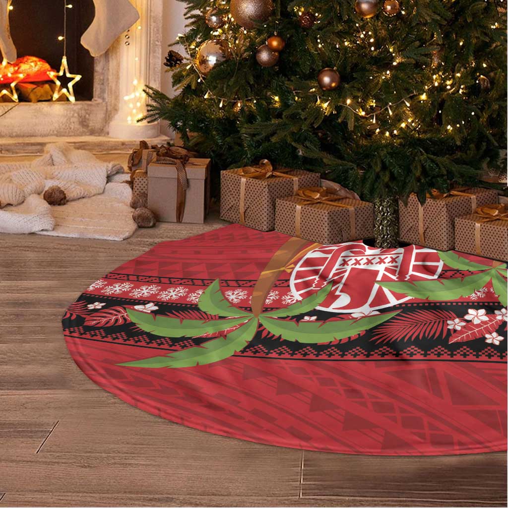 French Polynesia Christmas Tree Skirt Tiare Chilling Santa Oaoa I teie Noera - Polynesian Pride