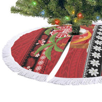French Polynesia Christmas Tree Skirt Tiare Chilling Santa Oaoa I teie Noera - Polynesian Pride