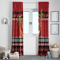 French Polynesia Christmas Window Curtain Tiare Chilling Santa Oaoa I teie Noera - Polynesian Pride