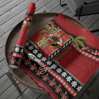 French Polynesia Christmas Wrapping Paper Tiare Chilling Santa Oaoa I teie Noera - Polynesian Pride